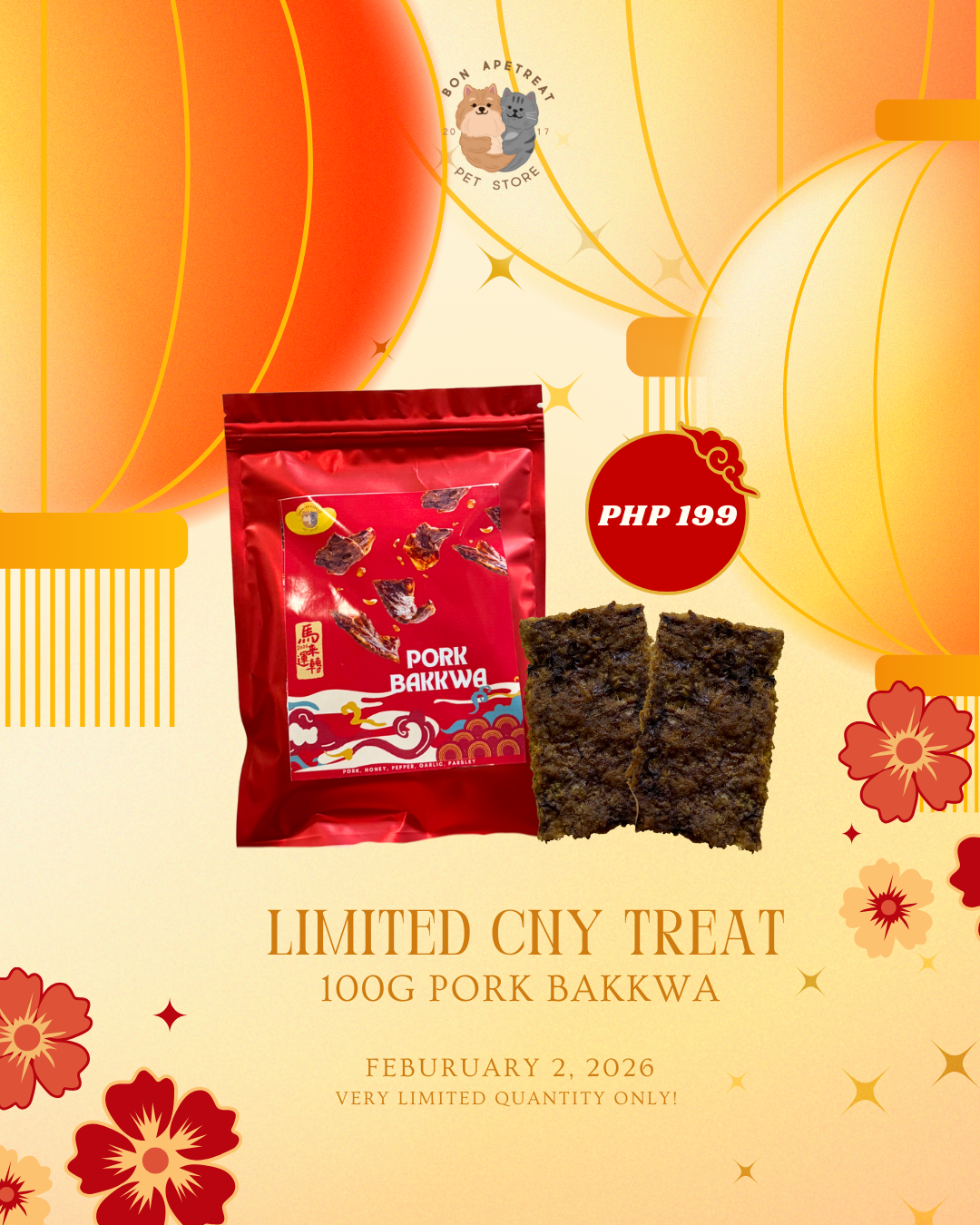 CNY limited Edition Pork Bakkwa Treats for dogs and cats