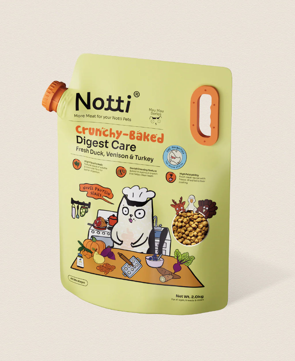 Crunchy-Baked Digest Care Fresh Duck, Venison & Turkey