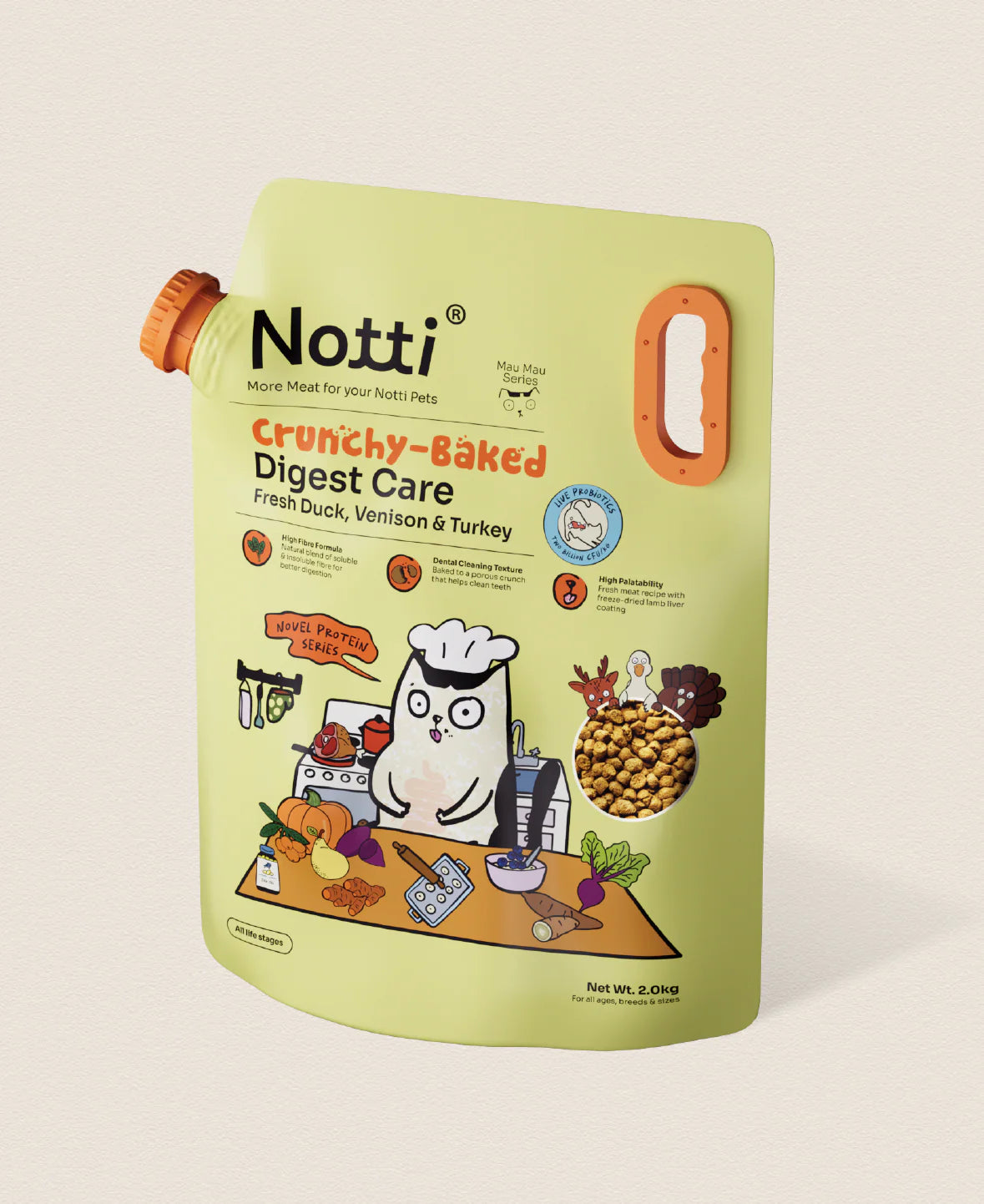 Crunchy-Baked Digest Care Fresh Duck, Venison & Turkey