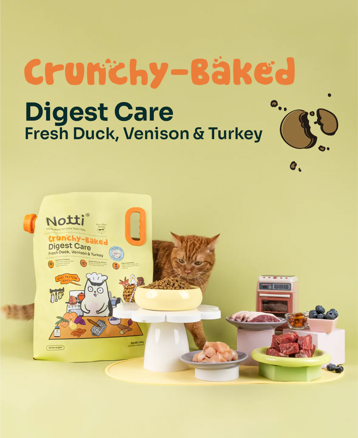 Crunchy-Baked Digest Care Fresh Duck, Venison & Turkey